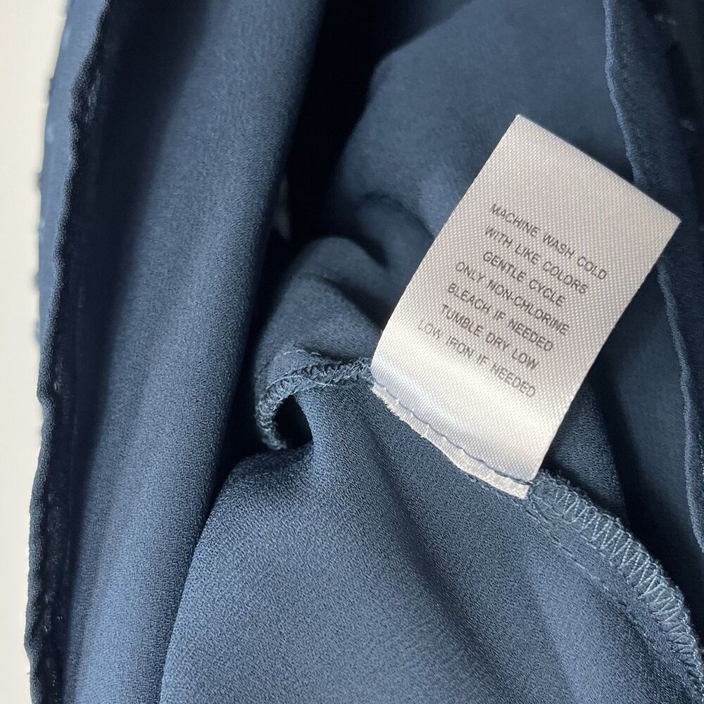 DR2 XL Teal Blue Swiss Dot Sheer Top Cap Sleeve Scoop Neck Lined Blouse Boho - Picture 9 of 10